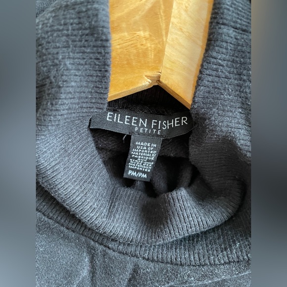 EILEEN FISHER Petite Black Mock Turtle Neck Top - Picture 3 of 4